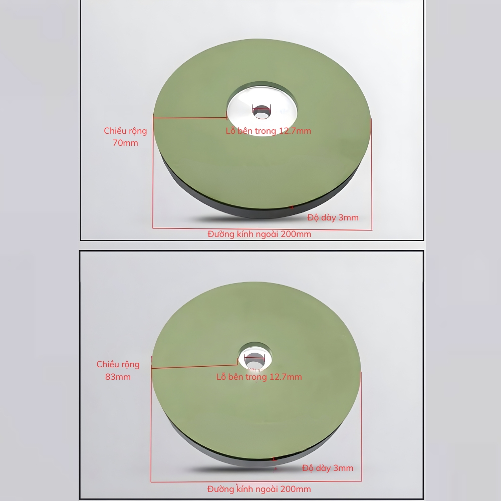 Thông số kỹ thuật đá mài hợp kim tròn dạng đĩa phi 200mm