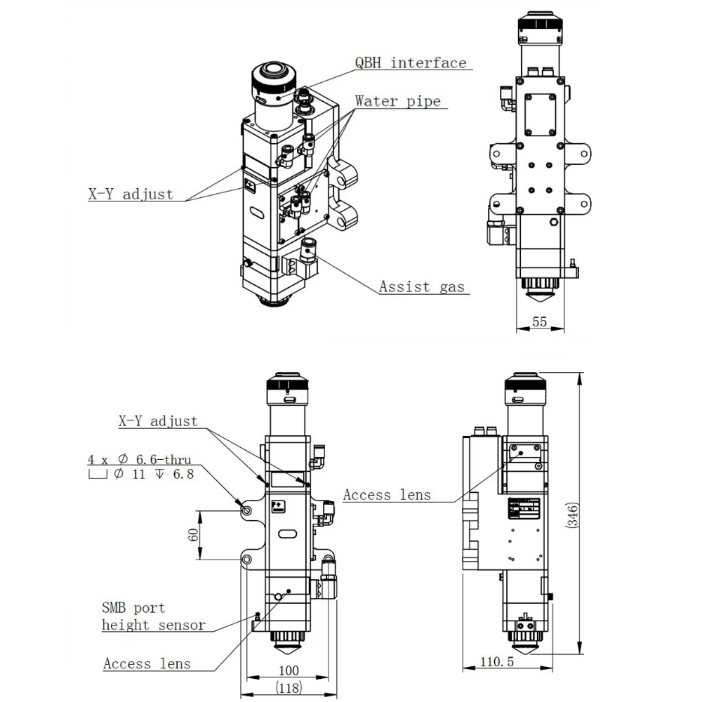 Thông số kỹ thuật đầu cắt laser tự động lấy nét BM109