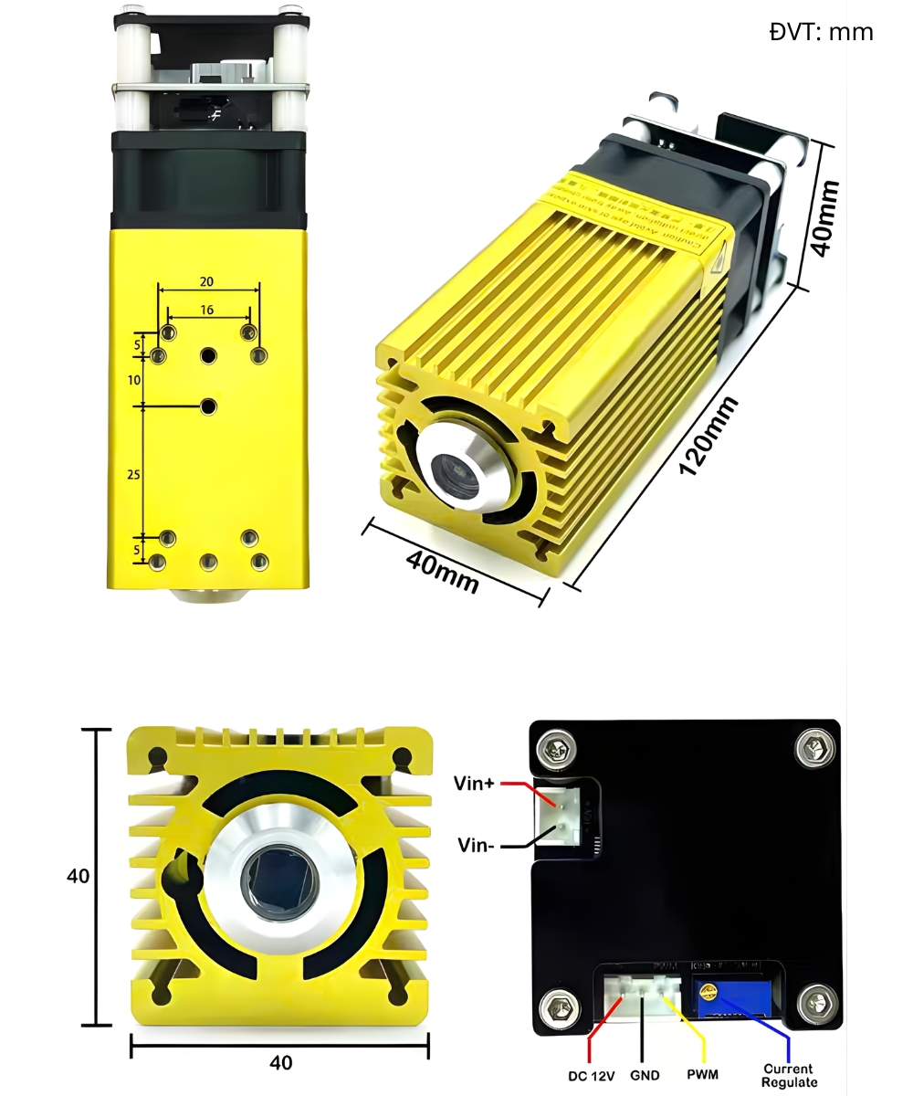 Thông số kỹ thuật đầu khắc laser diode