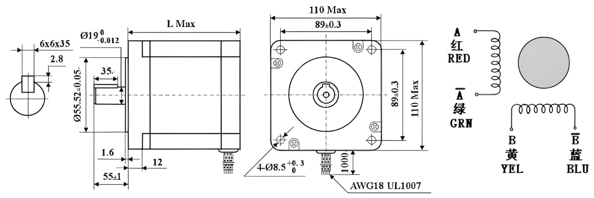 Thông số kỹ thuật động cơ bước 110HS1250A4, 110HS2160A4, 110HS3060A4