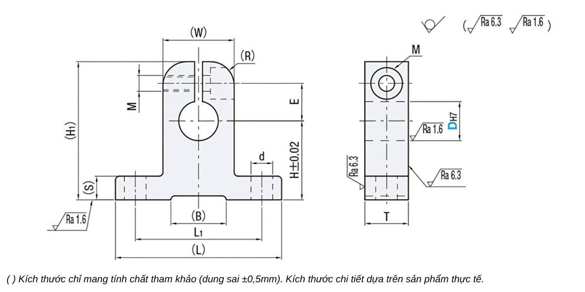 Bảng vẽ gối đỡ trục C-SHA10, C-SHA12, C-SHA16, C-SHA20, C-SHA25, C-SHA30