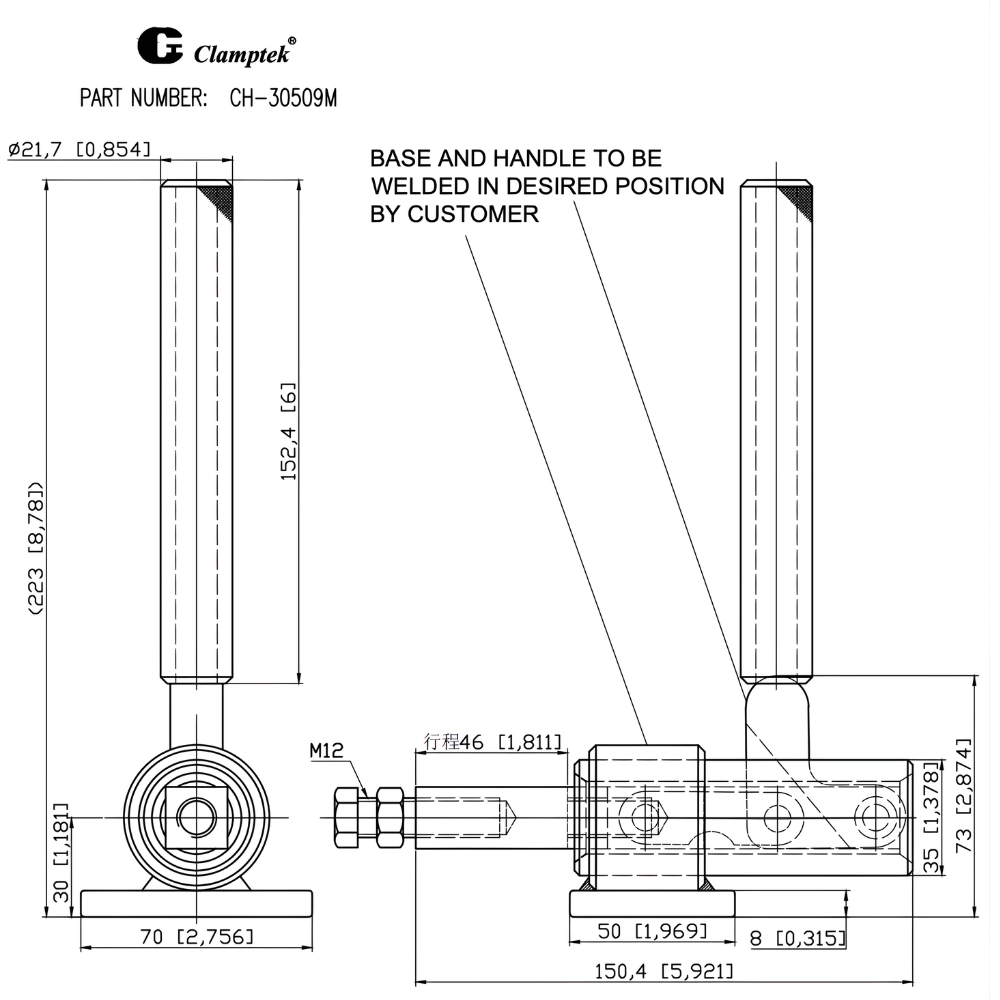 Thông số kỹ thuật cam kẹp đẩy ngang CH-30509M