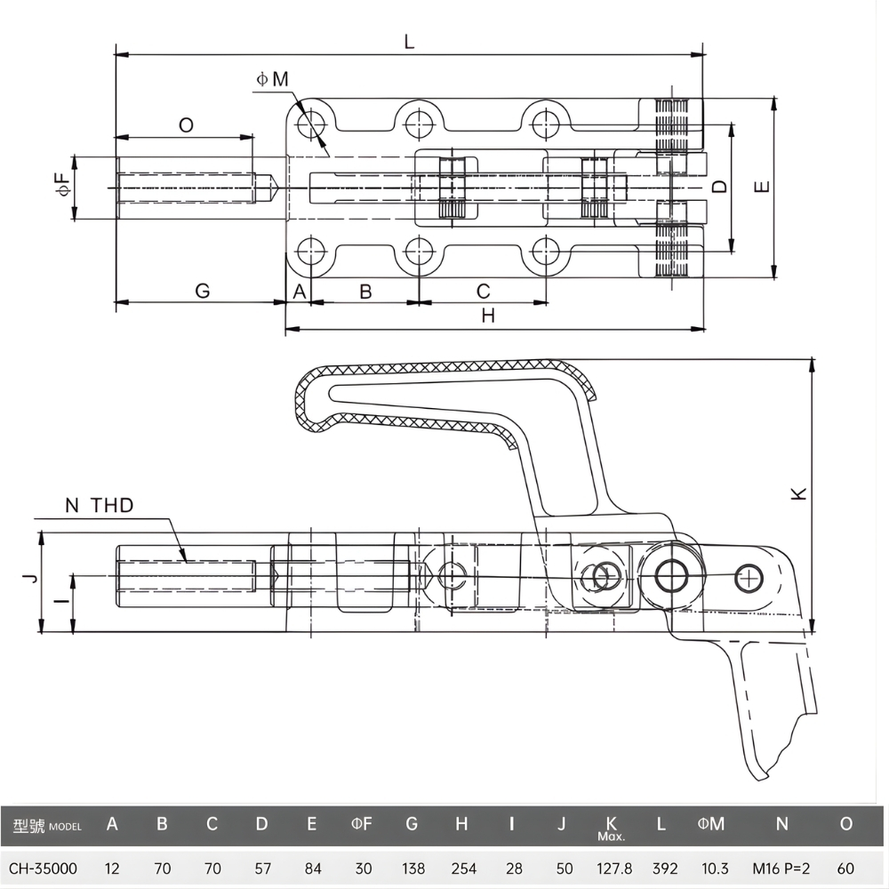 Thông số kỹ thuật kẹp đẩy ngang CH-35000, CH-35000-HL