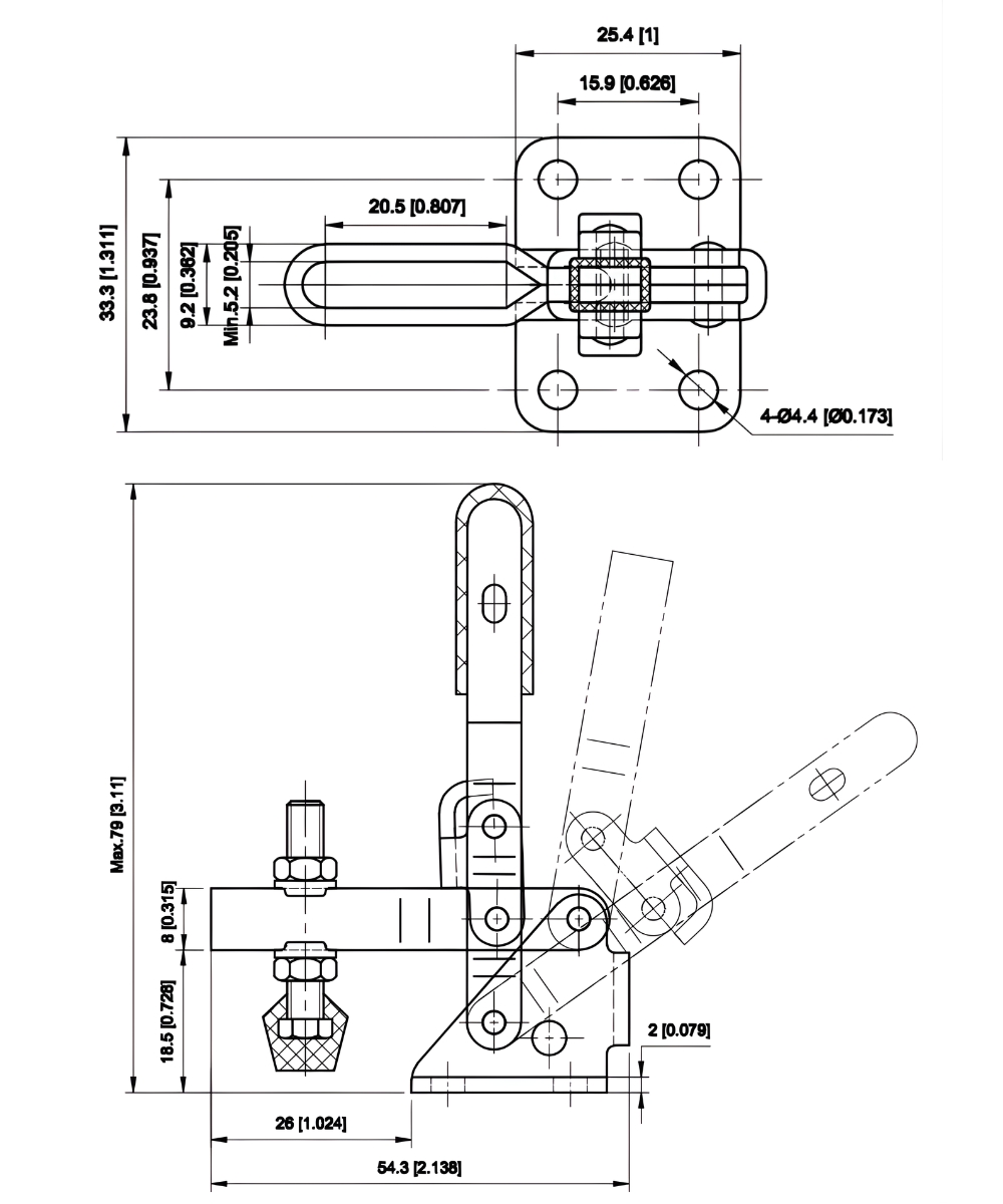 Thông số kỹ thuật kẹp định vị đứng CH-101-A series
