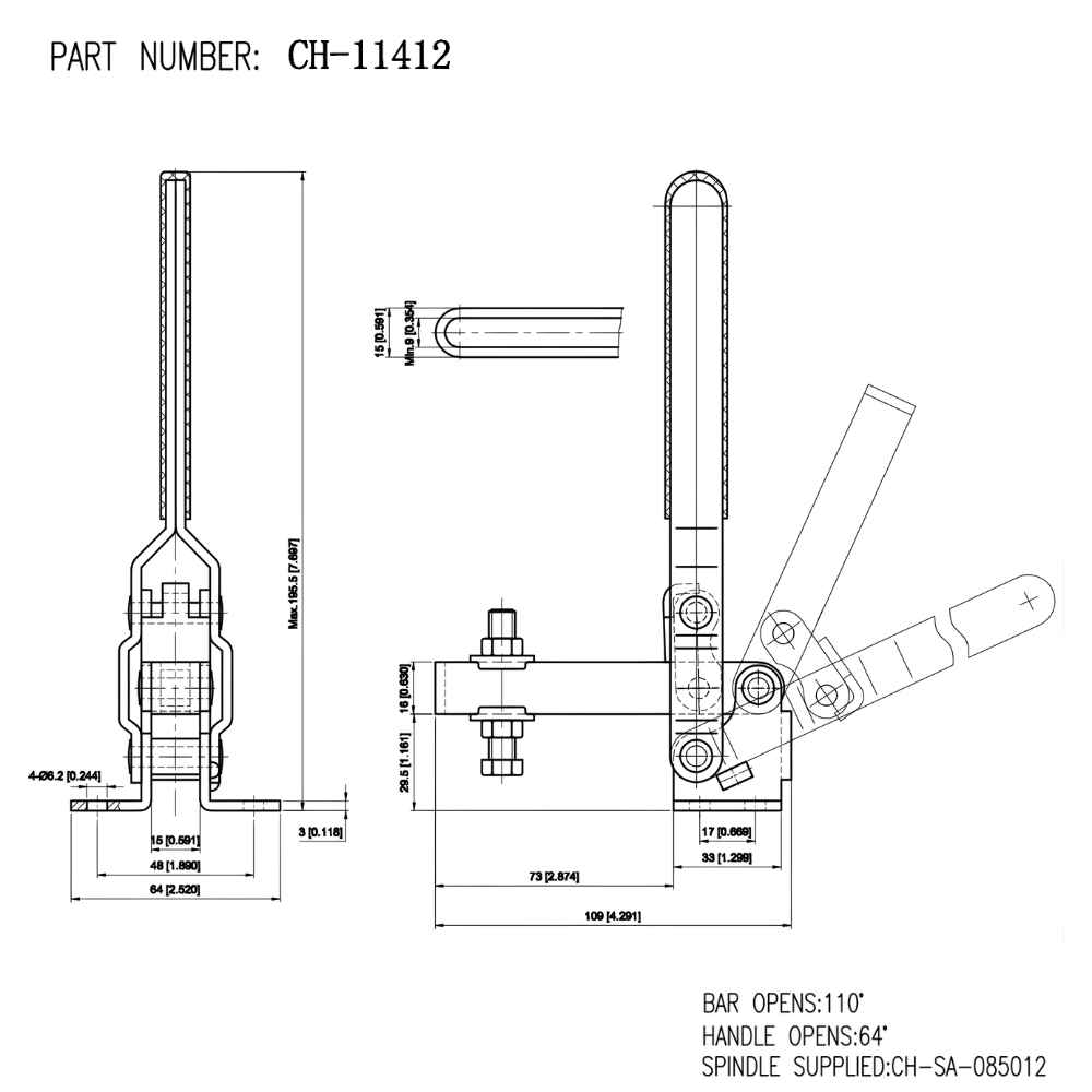 Thông số kỹ thuật kẹp định vị đứng CH-11412