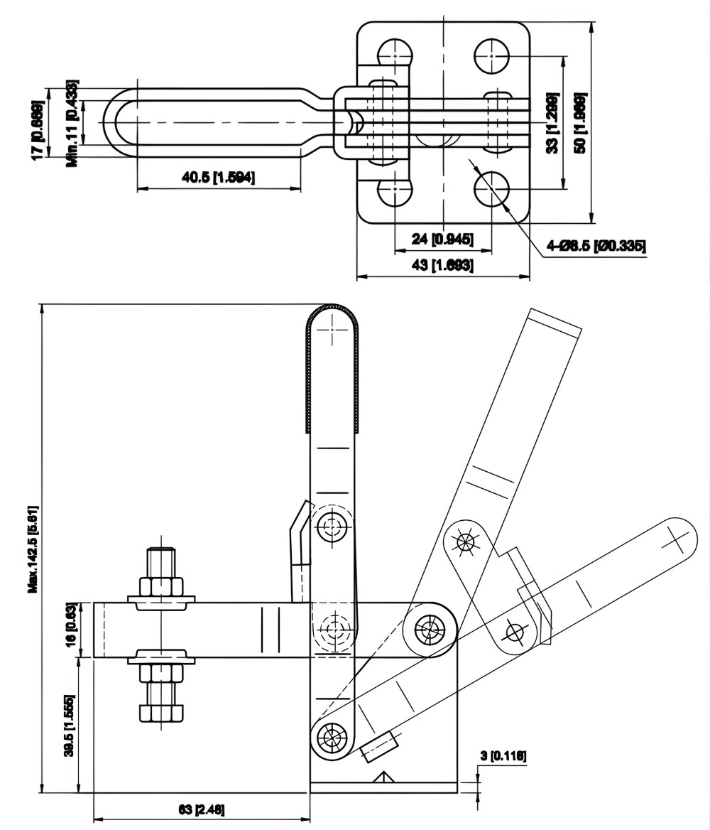 Thông số kỹ thuật kẹp định vị đứng CH-11421
