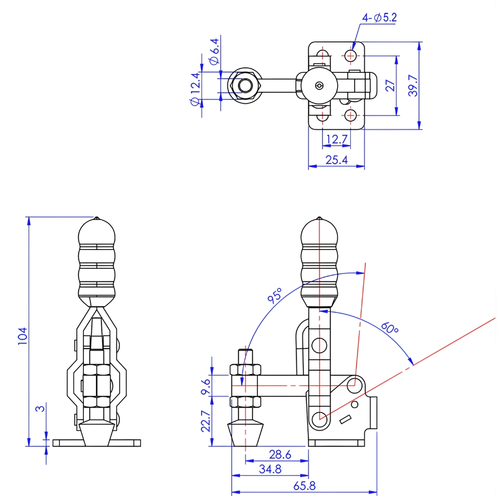 Thông số kỹ thuật cam kẹp đứng GH 12050