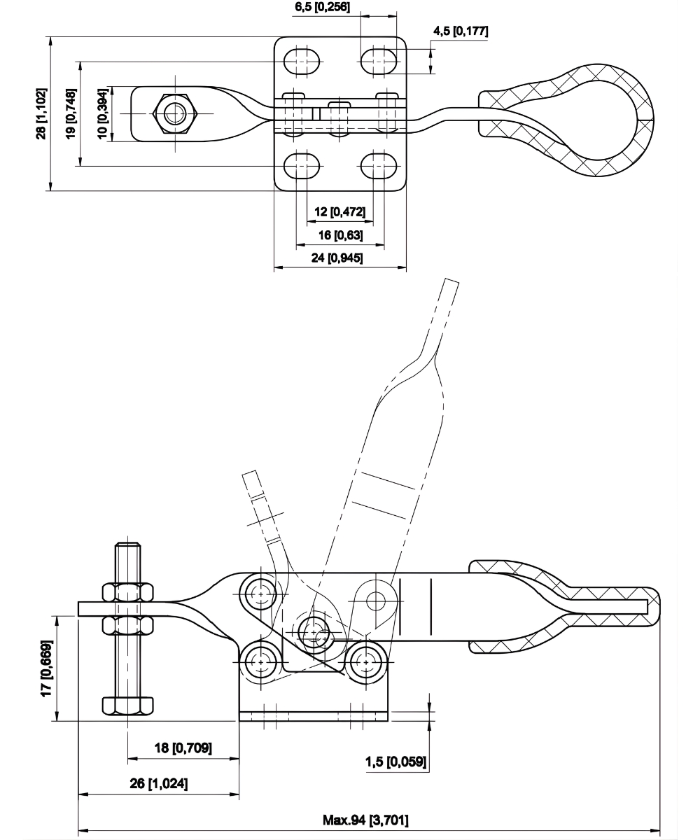 Thông số kỹ thuật kẹp định vị ngang CH-20100