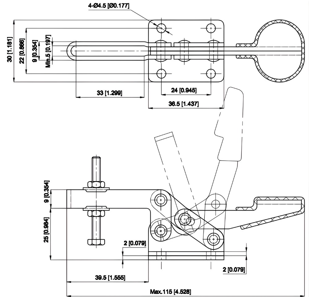 Thông số kỹ thuật kẹp định vị ngang CH-20300