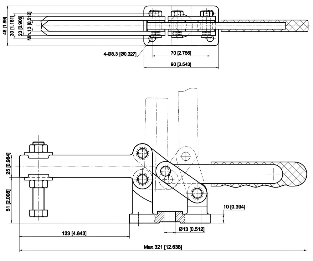 Thông số kỹ thuật kẹp định vị ngang CH-204-GL