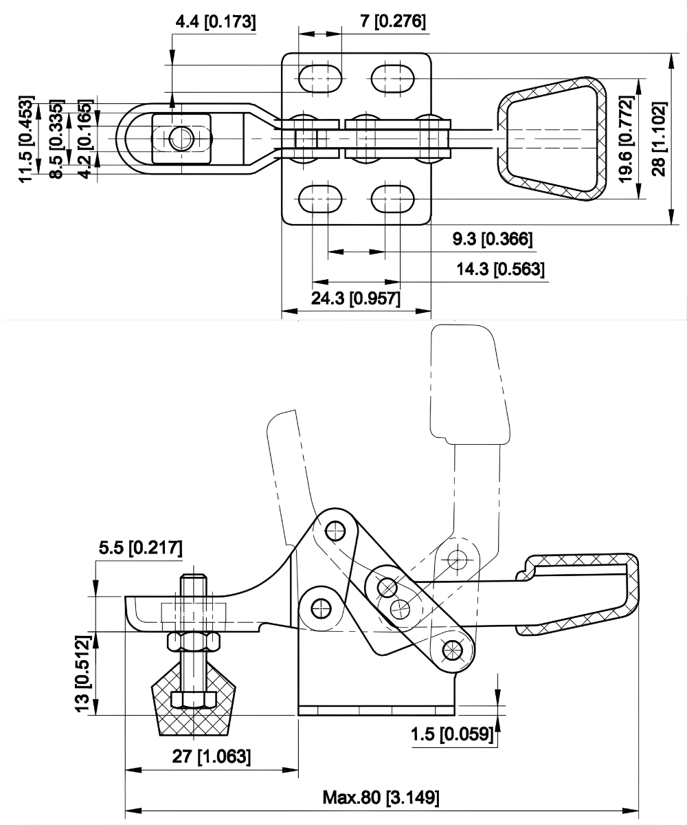 Thông số kỹ thuật kẹp định vị ngang CH-20800
