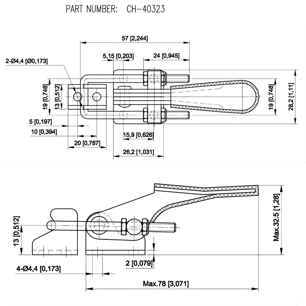 Thông số kỹ thuật khoá kẹp chốt định vị CH-40323