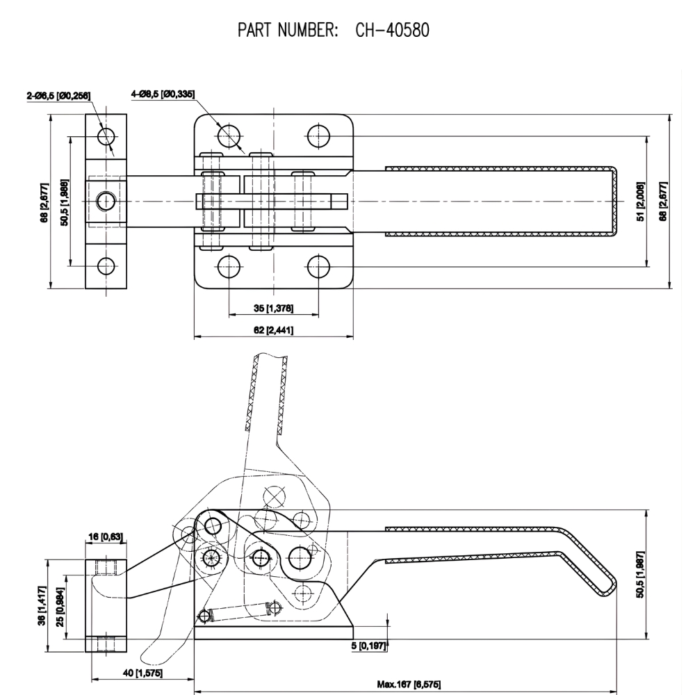 Thông số kỹ thuật cam chốt định vị nhanh CH-40580