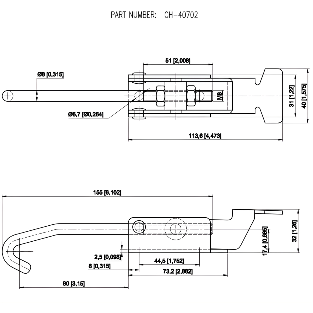 Thông số kỹ thuật kẹp định vị CH-40702