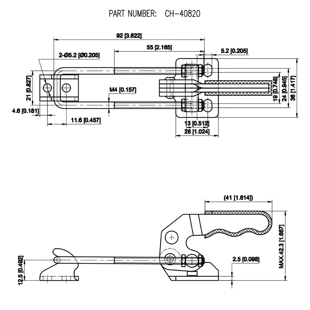 Thông số kỹ thuật cam kẹp chốt CH-40820