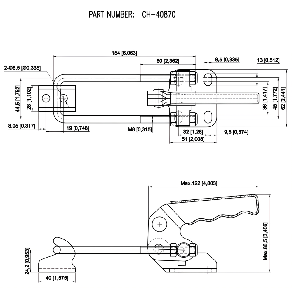 Thông số kỹ thuật kẹp định vị CH-40870