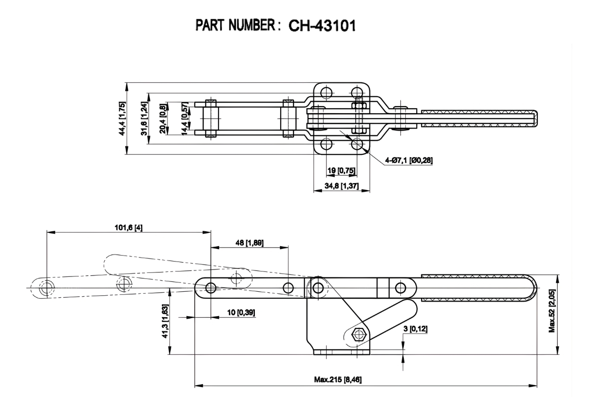 Thông số kỹ thuật cam kẹp chốt CH-43101
