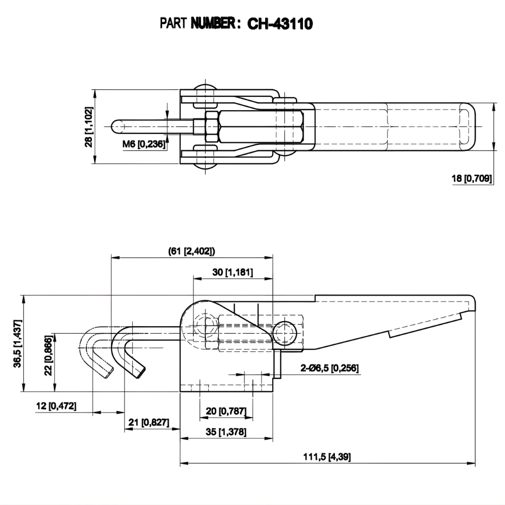 Thông số kỹ thuật cam kẹp chốt CH-43110