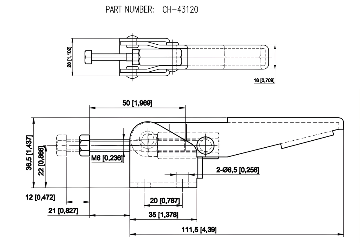 Thông số kỹ thuật cam kẹp định vị CH-43120