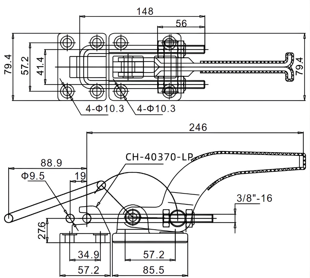 Thông số kỹ thuật khóa kẹp chốt GH-40370