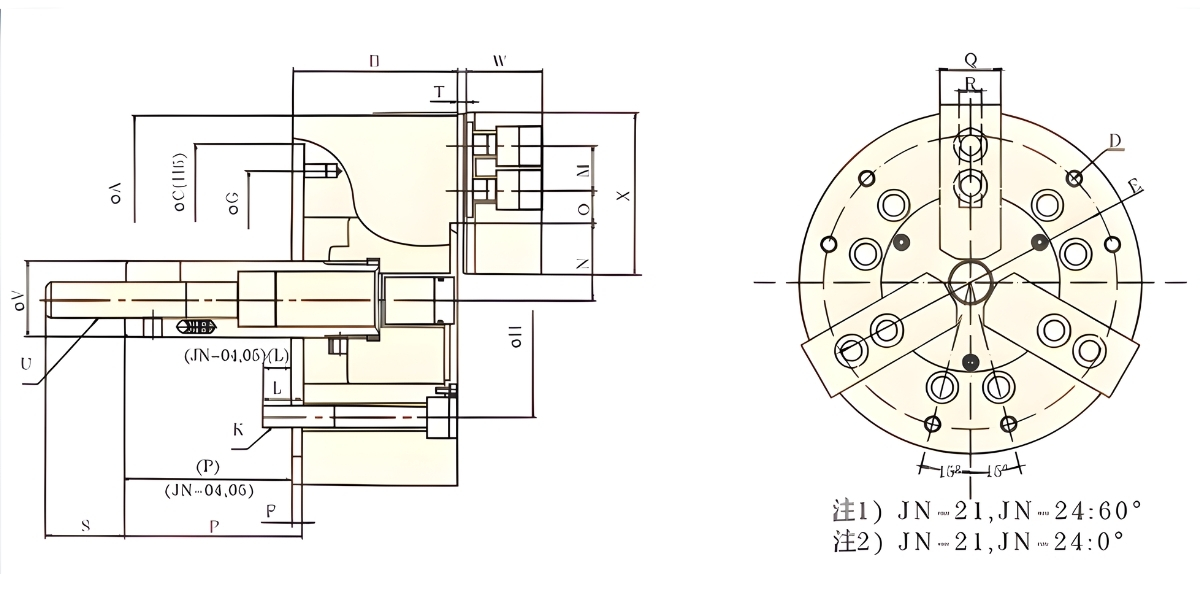 Thông số kỹ thuật mâm cặp thuỷ lực JN 3 chấu