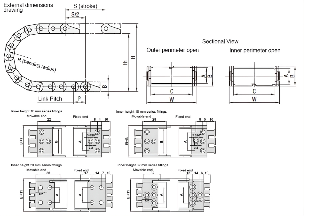 Thông số kỹ thuật máng cáp đi dây điện C-MSD10, C-MSD15, C-MSD20, C-MSD32
