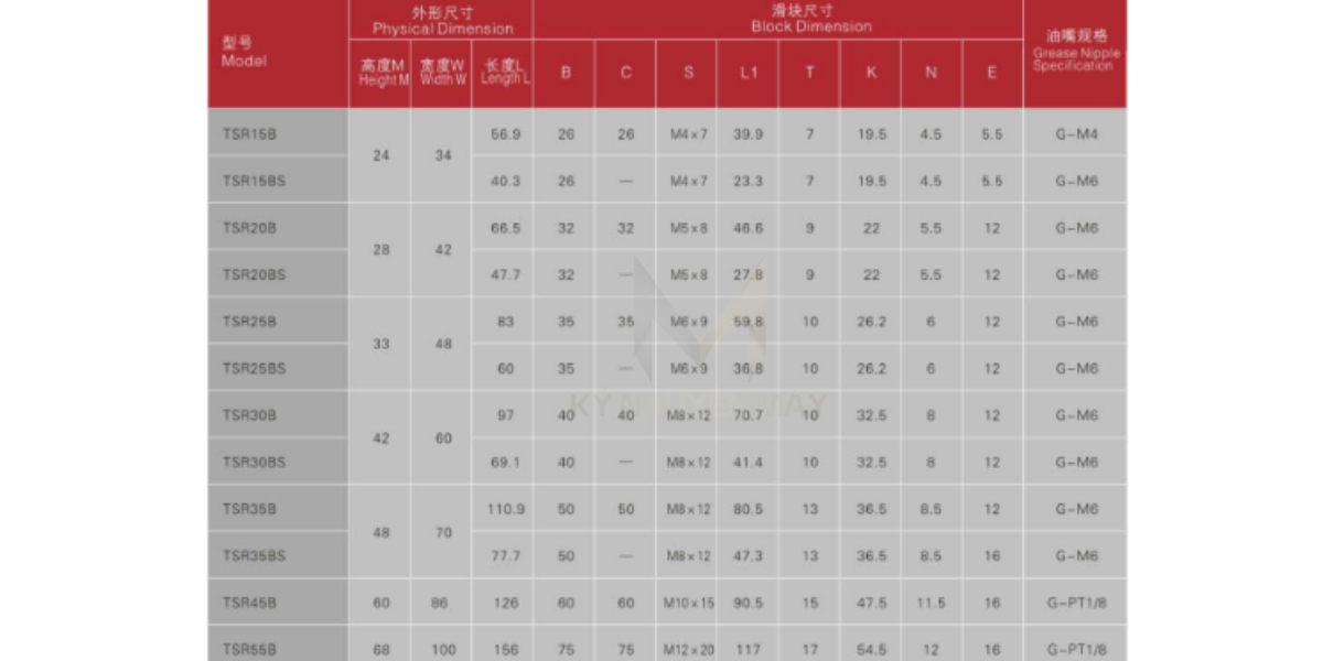 Thông số kỹ thuật vòng bi trượt TSR-B/BS