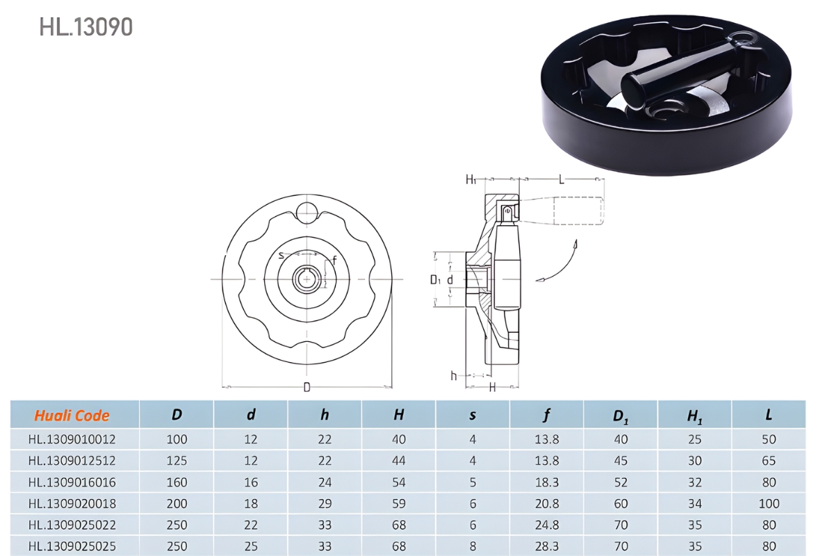Thông số kỹ thuật tay quay bakelite có thể gập lại