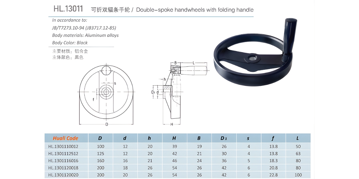 Thông số kỹ thuật tay quay vô lăng hợp kim nhôm tay gập