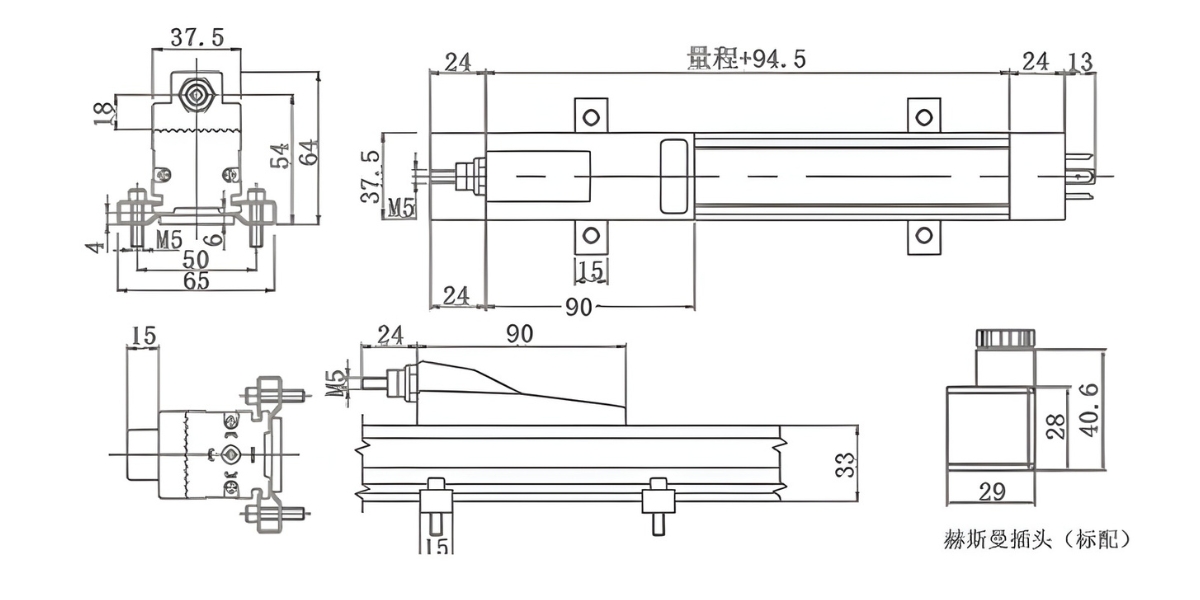 Thông số kỹ thuật thước điện trở tuyến tính máy ép nhựa KTF