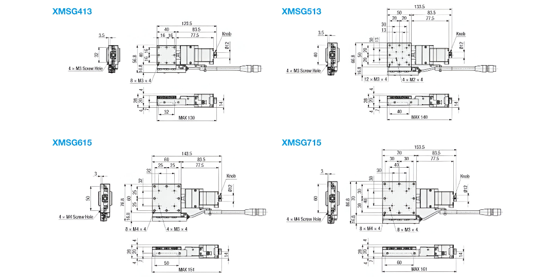 Thông số kỹ thuật trượt bộ chuyển vị bóng tuyến tính XMSG trục X