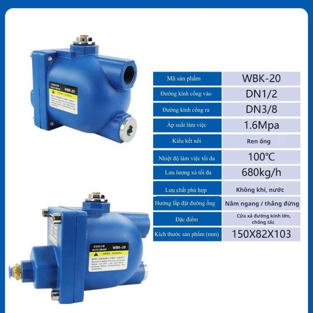 Thông số kỹ thuật van xả nước tự động WBK-20