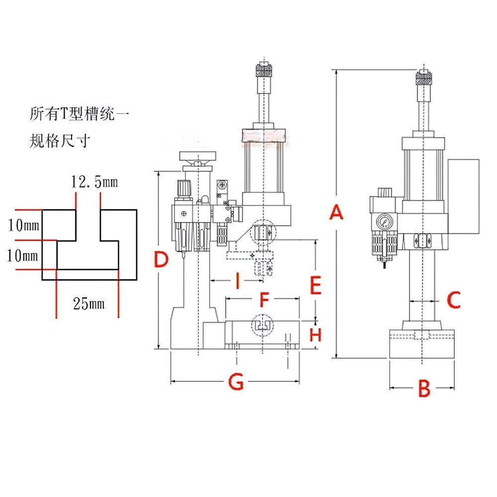 Thông số kỹ thuật máy đột dập dùng khi nén cột đơn