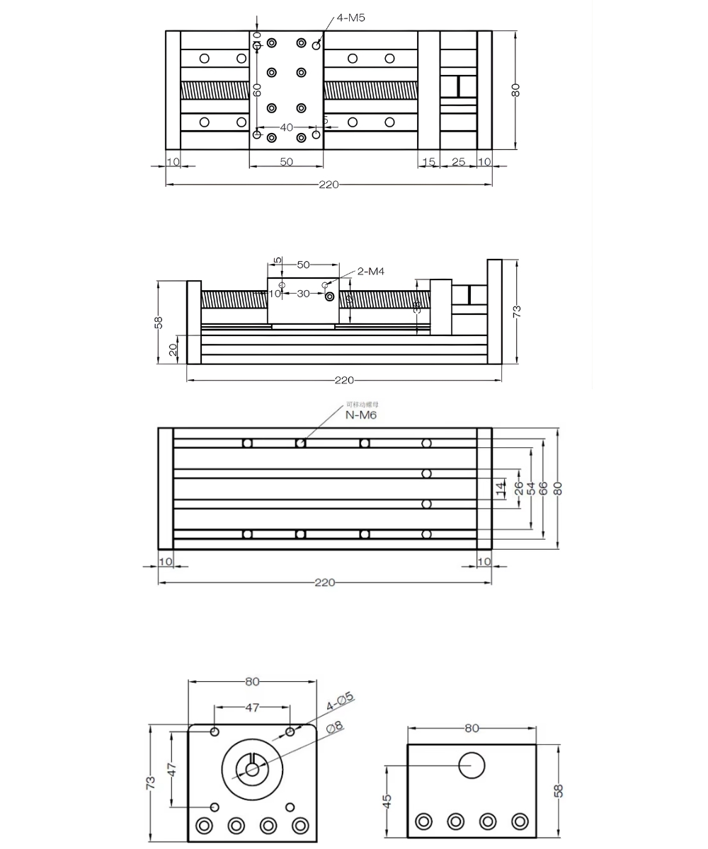 Thông số kỹ thuật bàn trượt trục vít me kèm động cơ GX80
