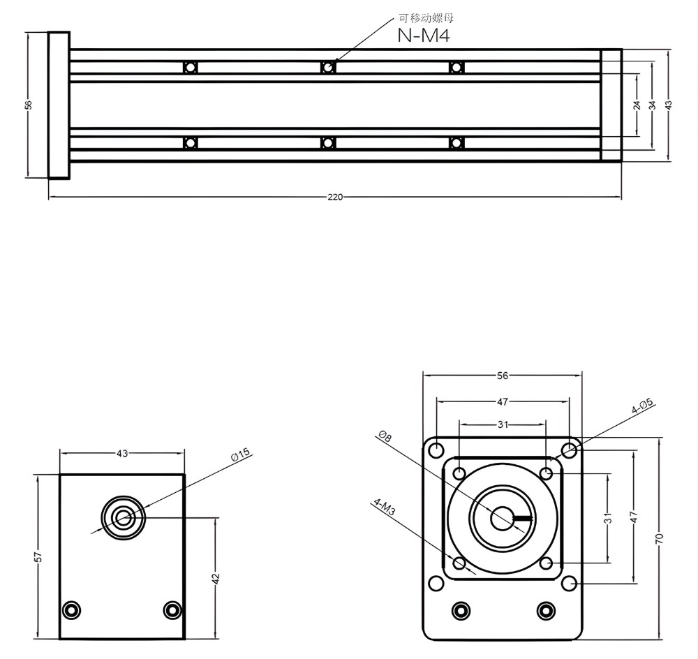Thông số kỹ thuật bàn trượt trục vít me kèm động cơ SGX