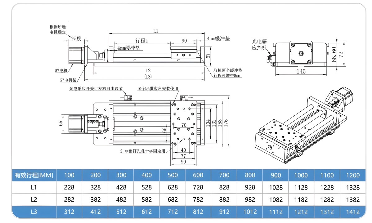 Thông số kỹ thuật bộ bàn trượt dẫn hướng CNC KR100S