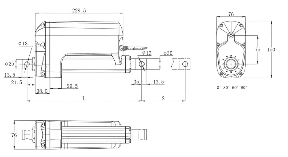 Thông số kỹ thuật xi lanh điện chống nước lực đẩy lớn LX712