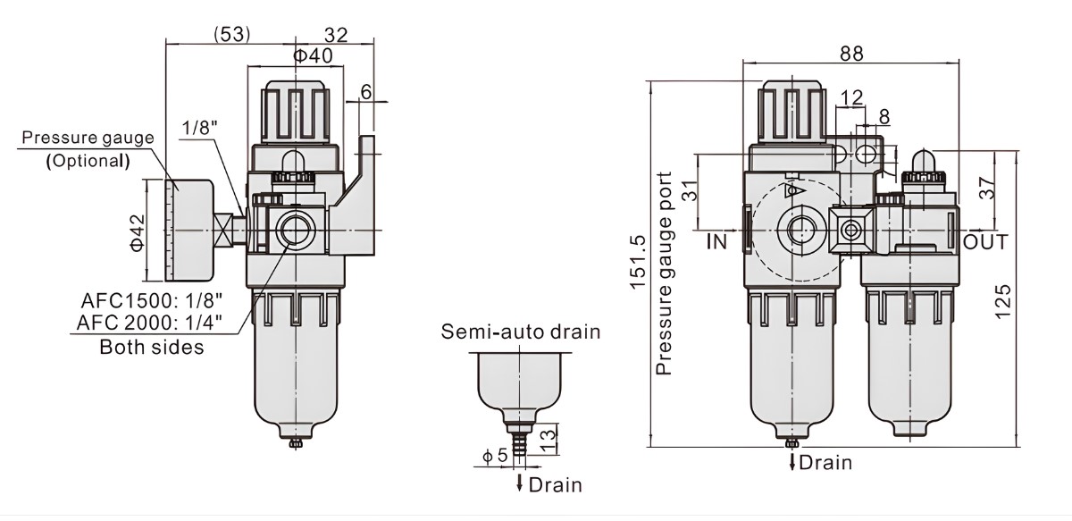 Thông số kỹ thuật bộ lọc khí nén AIRTAC AFC