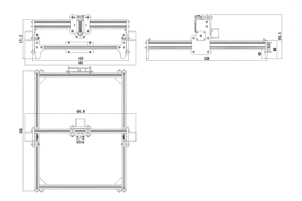 Ảnh thông số kỹ thuật máy khắc laser mini AIKO 3040 500mW
