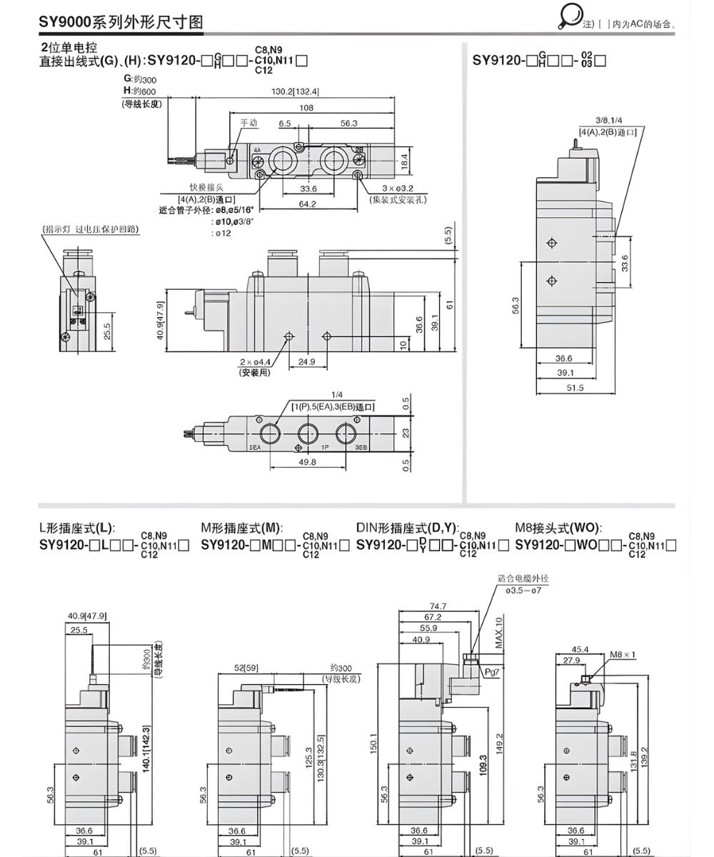 Thông số kỹ thuật van điện từ SMC SY9000