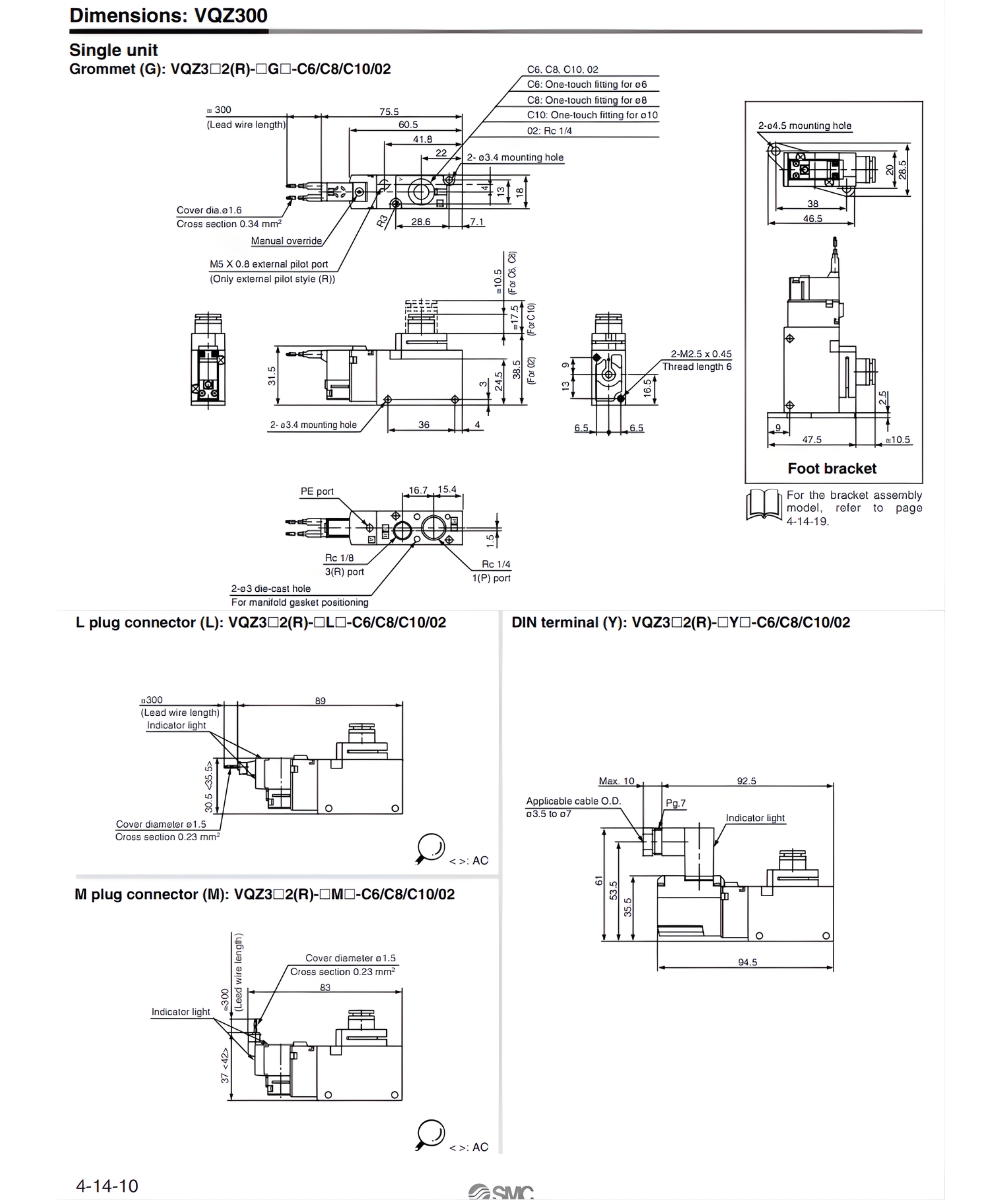 Thông số kỹ thuật van điện từ SMC VQZ332, VQZ312, VQZ3121