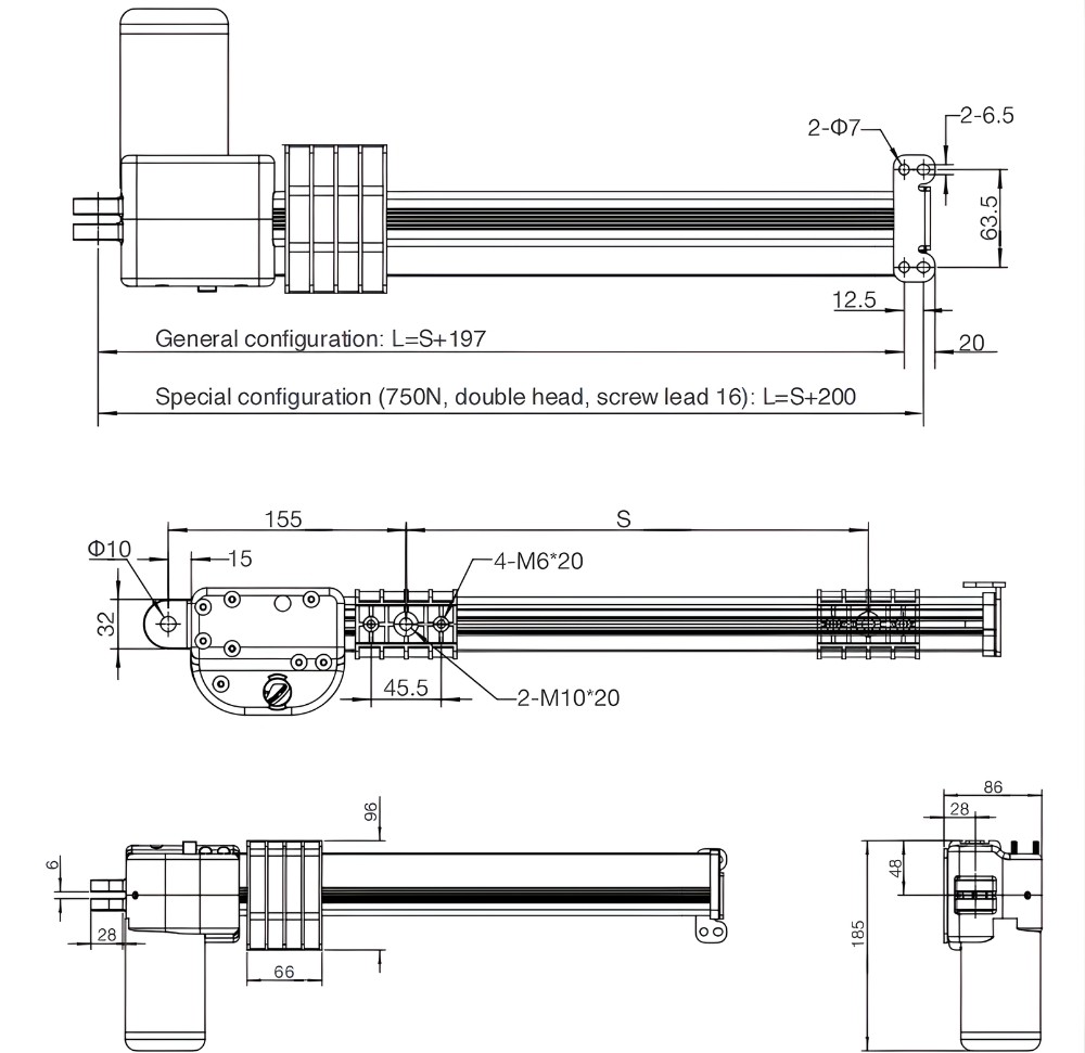 Thông số kỹ thuật xi lanh điện ray trượt