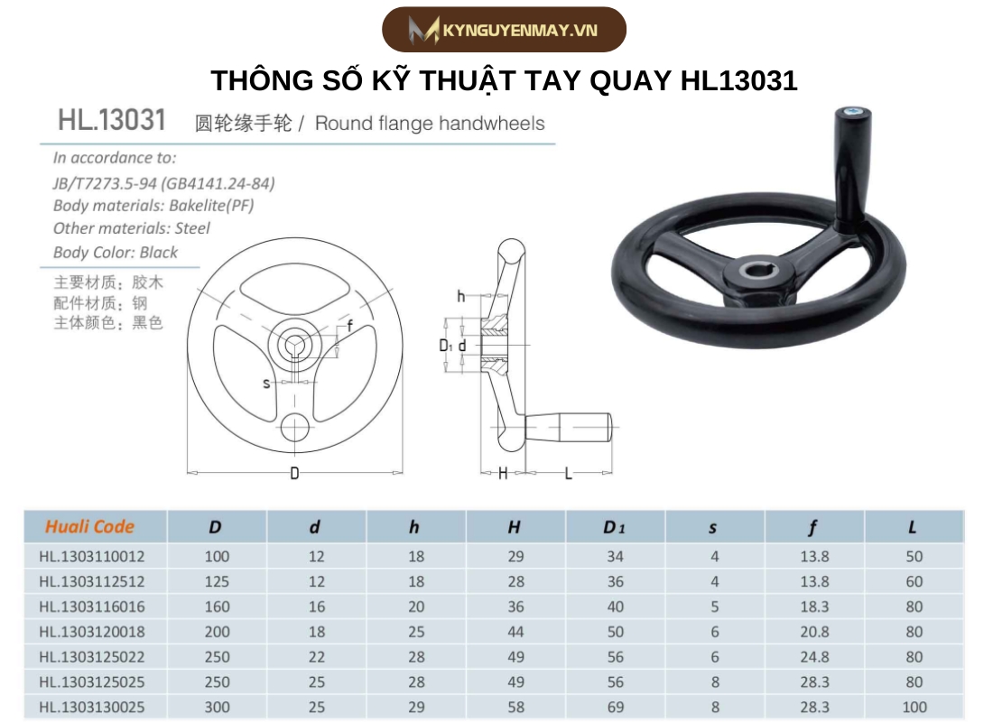 Thông số kỹ thuật tay quay HL13031
