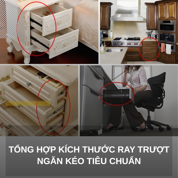 Tổng hợp kích thước ray trượt ngăn kéo tiêu chuẩn