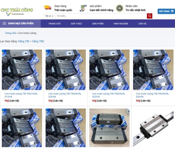 CNC Thái Công - Nhà nhập khẩu thanh trượt vuông - con trượt vuông HIWIN tại TP HCM