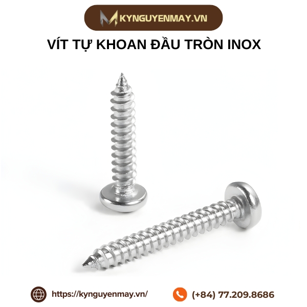 Vít tự khoan đầu tròn inox
