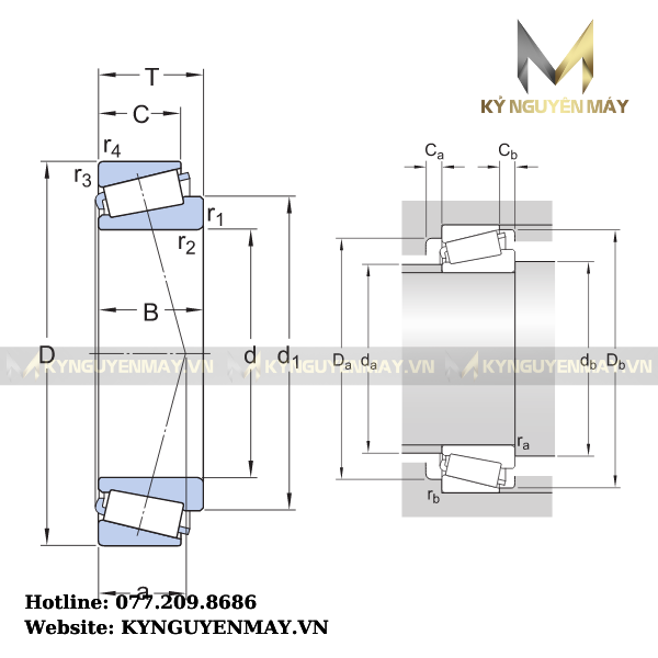 vẽ mặt cắt thể hiện kích thước ổ lăn 30205