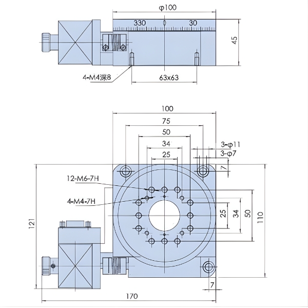 Thông số kỹ thuật bạc đạn mâm xoay RC01RA100M