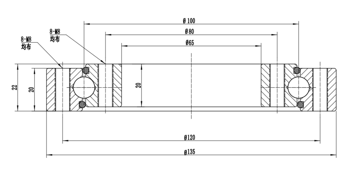 Thông số kỹ thuật bạc đạn mâm xoay K010.10.100NM