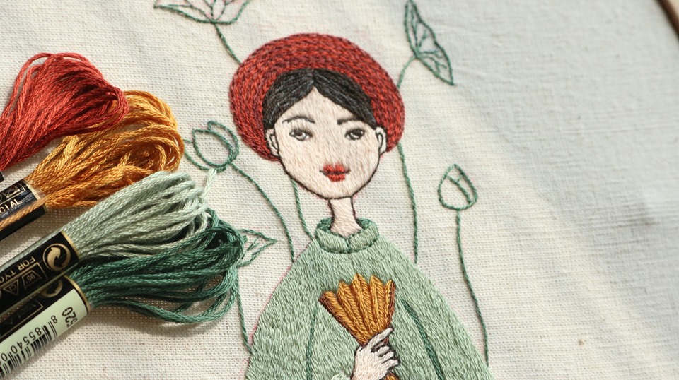 Học thêu hiện đại: Hướng dẫn thêu bức cô gái Việt Nam